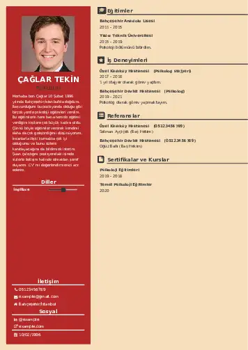 Psikolog CV Örnekleri cv indir